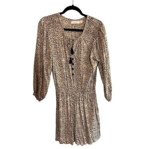 Anthropologie Beachgold | Tan/Black Polka Dot Half Sleeve Romper | Small